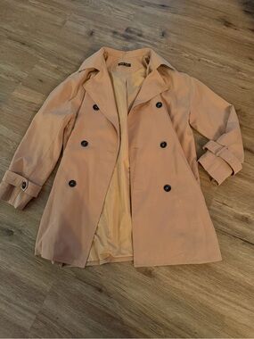 SHEIN Peach Double-Breasted Trench Coat